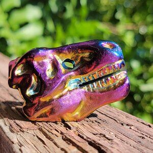 (#3) NEW 2.25" x 1.5" AURA COATED DINO HEAD